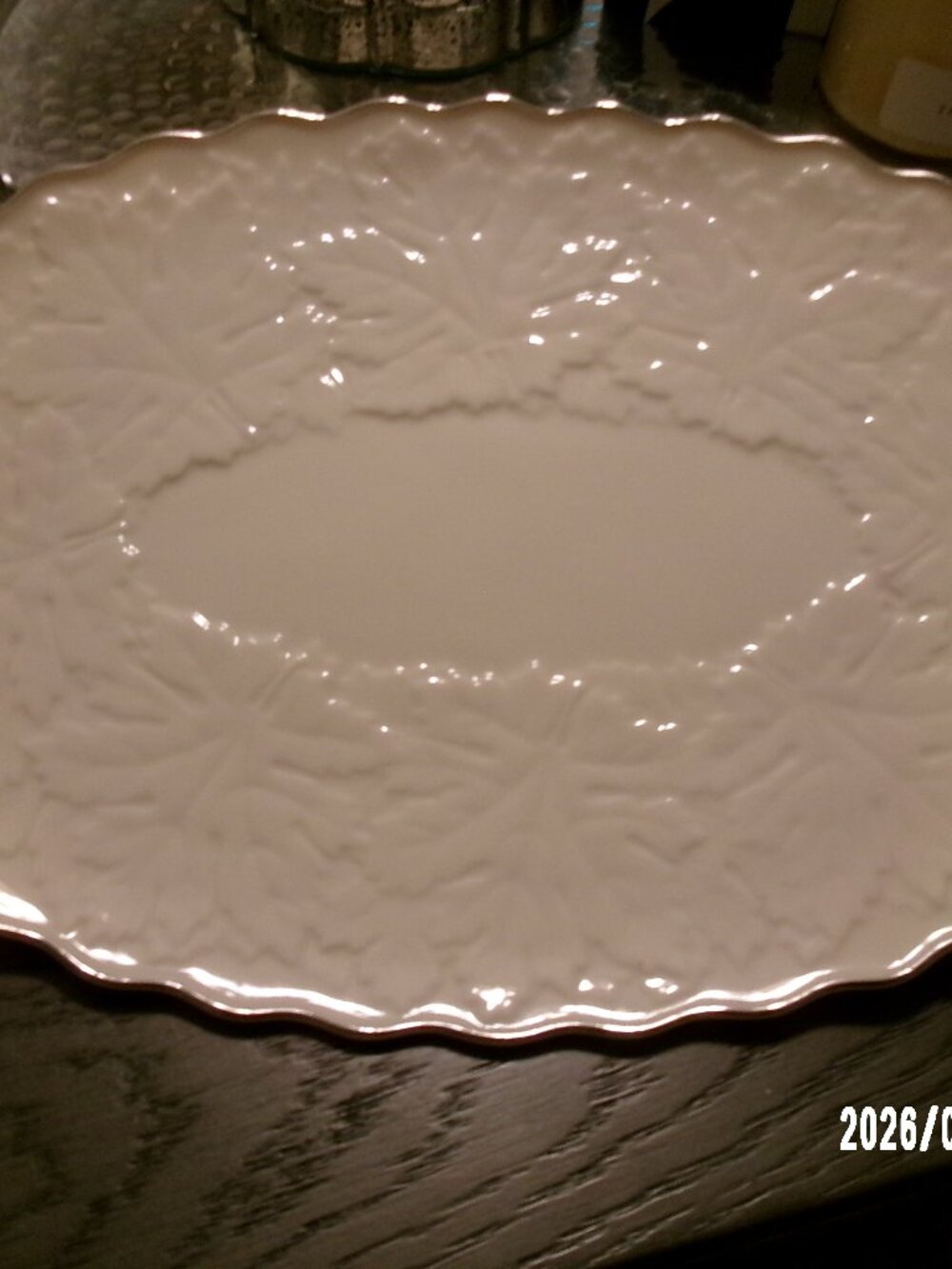 Lenox Maple Leaf Collection 13 3/8" Oval Serving Platter Platinum Trim BEAUTIFUL